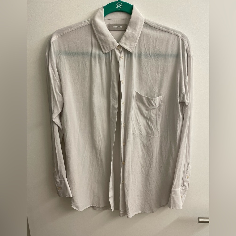 Everlane white 100% silk blouse size 0